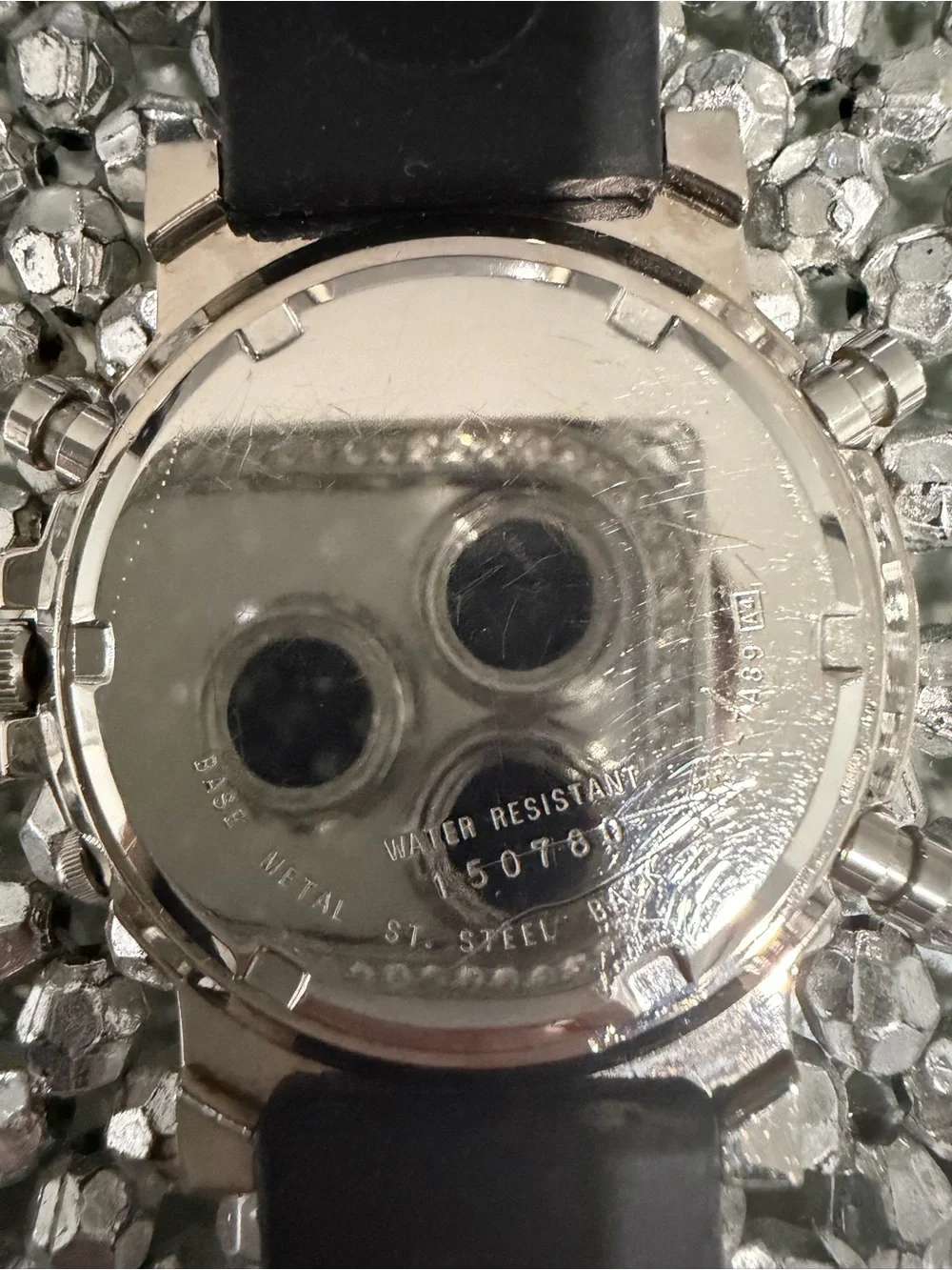 Seiko White Dial Watch with Gold-Tone Accents and Black Strap